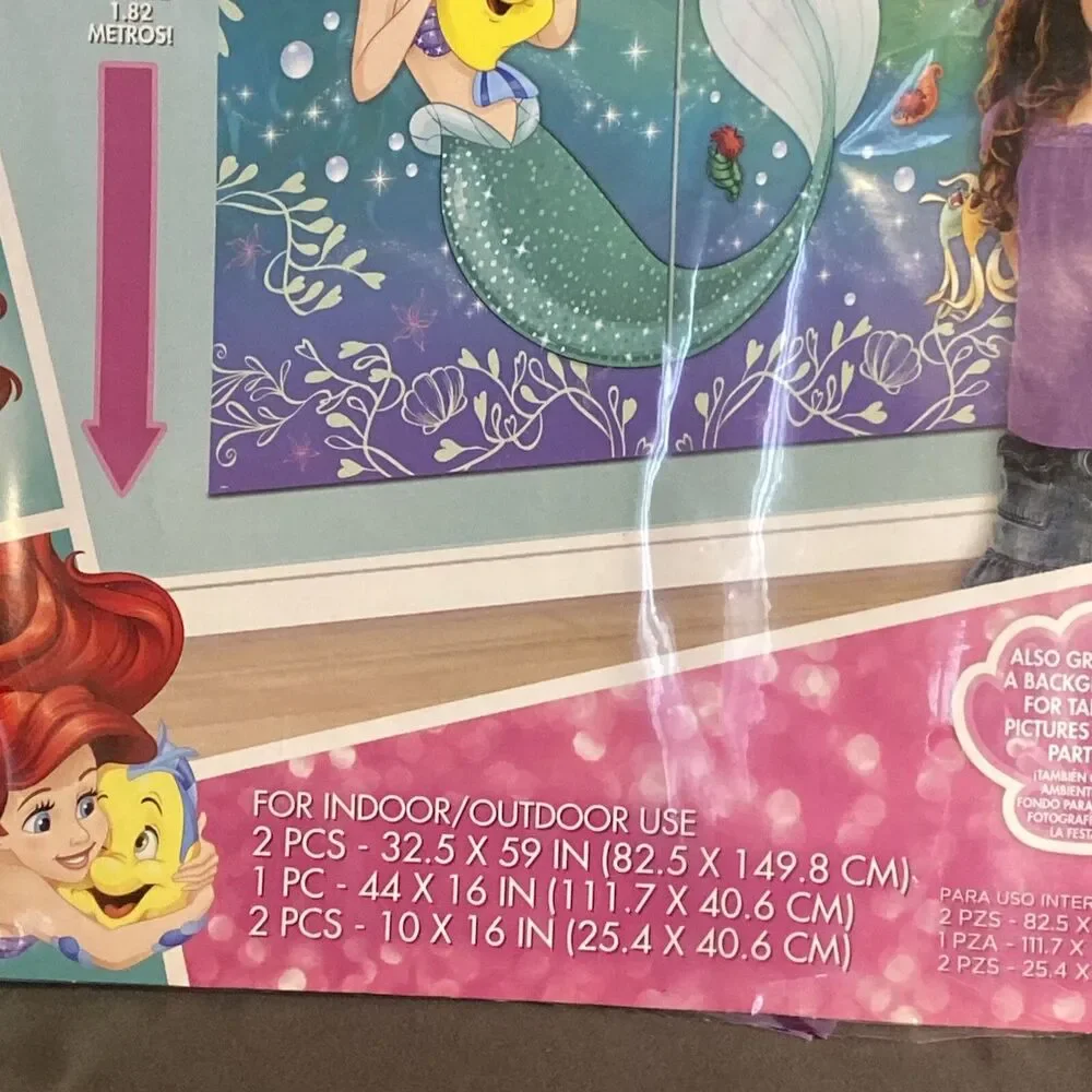 Disney PRINCESS Ariel Mermaid HAPPY BIRTHDAY party GIANT BACKDROP DECORATING KIT